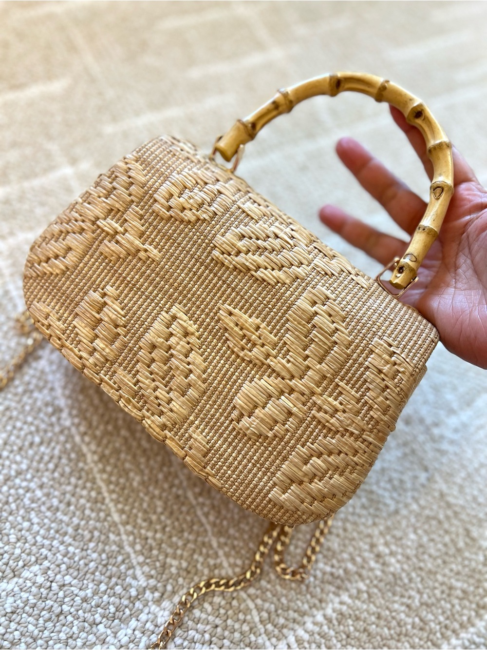 Mini handbag with Bamboo Top Handle